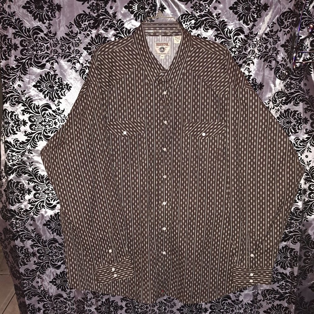 Brown Patterned Resistol Pearl Snap Shirt
